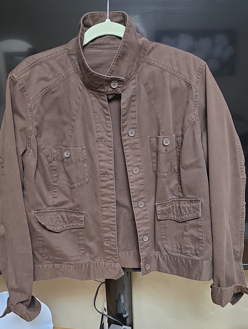 Caribbean Joe Brown Button-Front Bomber Jacket
